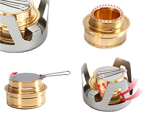 Mini Alcohol Backpacking Stove, Lightweight Brass Spirit Burner with Aluminium Stand for Camping Hiking and Picnic - color: Green