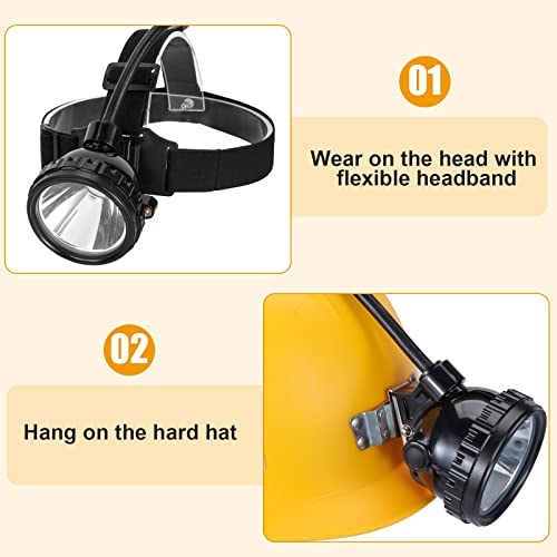 Super Bright Safety Mining Light Rechargeable LED Miner Headlamp, Explosion-Proof Waterproof Hard Hat Cap Lamp, High Lumens Head Torch Flashlight for Mining, Hunting, Camping, Hiking, and Outdoor Work - size: KL8M.Plus