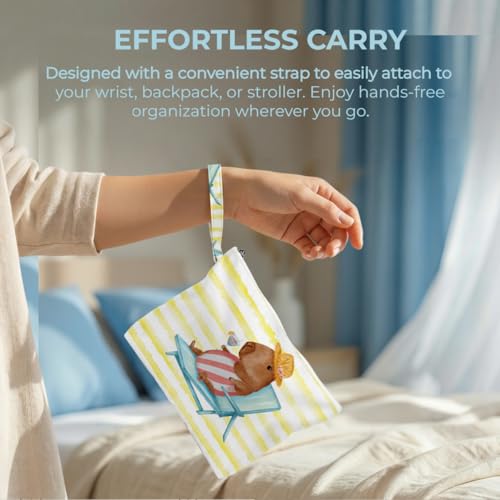 Fokongna Wet Bag, 4 Pack Flexible Roll Up Foldable Reusable Waterproof Dry Separation Pouch for Small Pocket Luggage Travel Gym Storage - color: Capybara & Cat 01