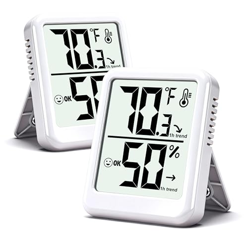 2 Pack Room Thermometer Indoor Hygrometer Digital Humidity Meter - color: White - Upgraded Version, size: 2 - Pack