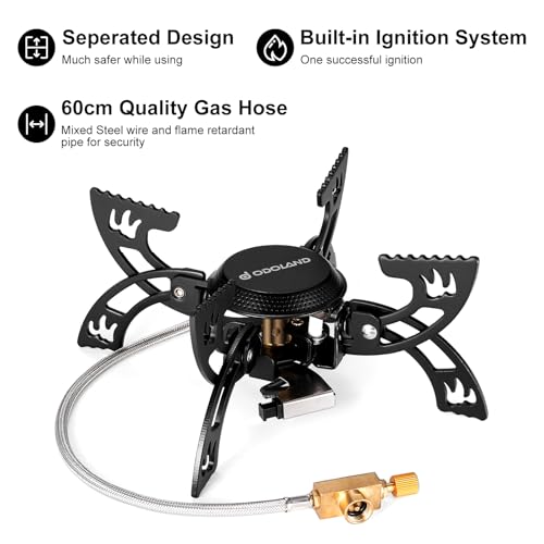 Odoland 3800W Portable Camping Stove Lightweight Gas Stove Collapsible Backpacking Stove with EVA Box Compatiable with Three Kinds of Gas Canister for Outdoor Camping Cooking Hiking and Picnic