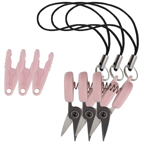 JubileeYarn Itty Bitty Snippy Portable TSA Compliant Keychain Scissors - Sugar Pink - 3 Scissors - color: Sugar Pink, size: 3 Pairs
