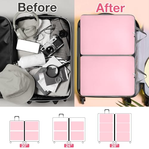 Hosuly 6 Pcs Compression Packing Cubes, 17.3 x 12.6'', Pink - color: Pink