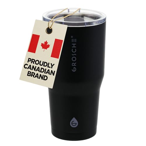 GROSCHE Yukon Triple Insulated Coffee Travel Mug with Lid - 20 oz Black - color: Black, size: 20 Ounces