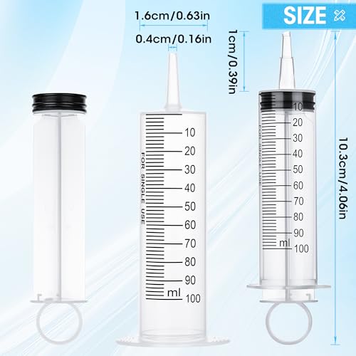 3 Pack 100mL Syringes, Large Plastic Syringe with Tip Adapter for Liquid, Dispensing, Watering, Scientific Labs,Measuring - style: 100 ml