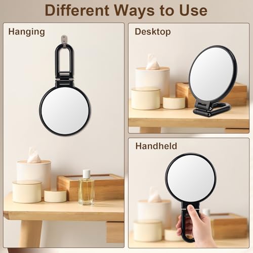 10X Magnifying Mirror, Double Side Handheld Mirror, Travel Makeup Mirror - color: Black