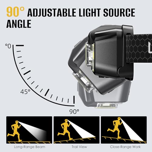 HOKOILN 3-Pack 1300LM LED Headlamp Rechargeable with Green & Red Light - color: Cool Black, size: 3 Packs