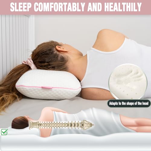 alkamto Travel & Camping Comfortable Memory Foam Pillow – Easy to Carry Portable Bag – Temperature Regulating Pillow Case (Pink + Extra Cover) - size: Pink Travel + Extra Cover