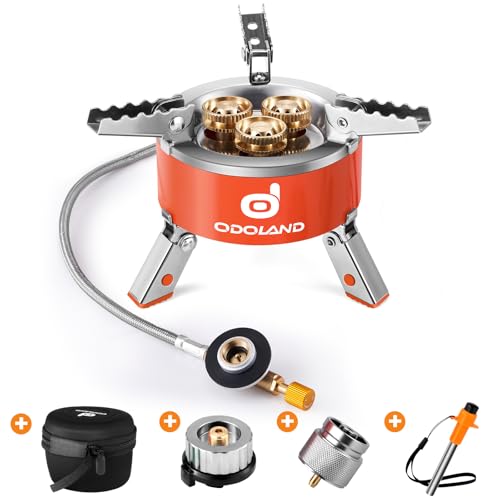 Odoland 5000W Portable Camping Stove Lightweight Camp Stove Collapsible Backpacking Stove with EVA Box for Outdoor Camping Cooking Hiking and Picnic - style: 5000W