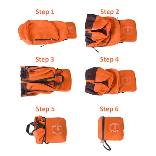 MounTop Outdoor Lightweight Foldable Water Resistant Backpack for Travel Hiking Riding - color: Orange