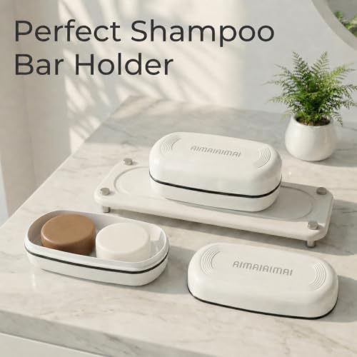 AIMAIAIMAI Shampoo Bar Holder Travel Case for Two Bars, Large Soap Container for Bathroom or Travel (1 Pack, White Style A-Large) - color: White Style A-large