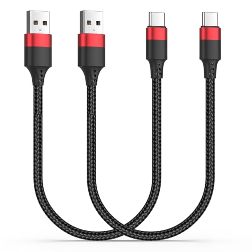 1.5ft USB C Cable, 2 Pack USB to USB C Cable 18 inch, Braided Type C Charger Cord Fast Charging for iPhone 17 16 15 Pro Max, Samsung Galaxy S25 S24 S23, Pxiel,USBC Short Cable for Car - size: 1.5 FT