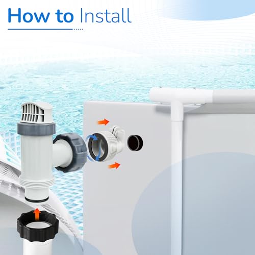 2-Pack Pool Plunger Valve & Type B Adapter 1.25" to 1.5" fits Intex | 1.25" Clamp-On to 1.5" Screw-On Conversion, for 1500/2500/4000 GPH Pumps, Sand Filters, Saltwater Systems