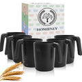 Homienly Unbreakable Coffee Mug Set - 6 Wheat Straw Reusable Cups | Dishwasher Safe Drinking Glasses | Alternative to Plastic Mugs & Glass Cups 16 oz for Camping, Kitchen (Black) - color: Black-Handle, size: 16 Ounces