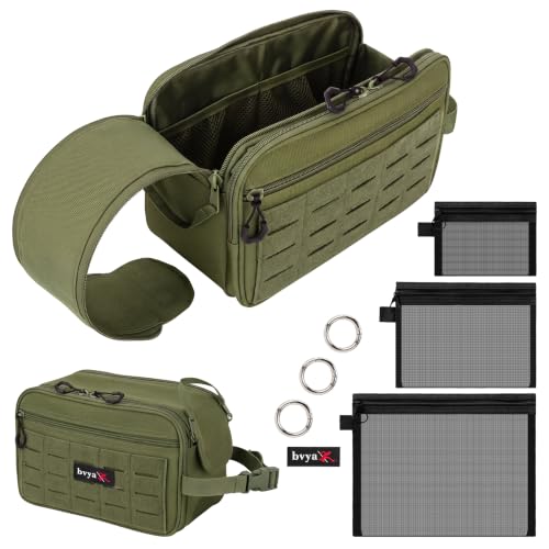 bvya Tactical Toiletry Bag Hygiene Bag Travel shower Bag EDC Utility Molle Tool Pouch Shaving Kit Bag for Men - color: Green