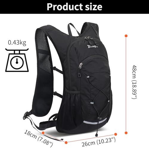 DOJUNS Hiking Backpack Lightweight Travel Backpack 20L Waterproof Hiking Daypacks Camping Backpack for Men Women (Black) - color: Black