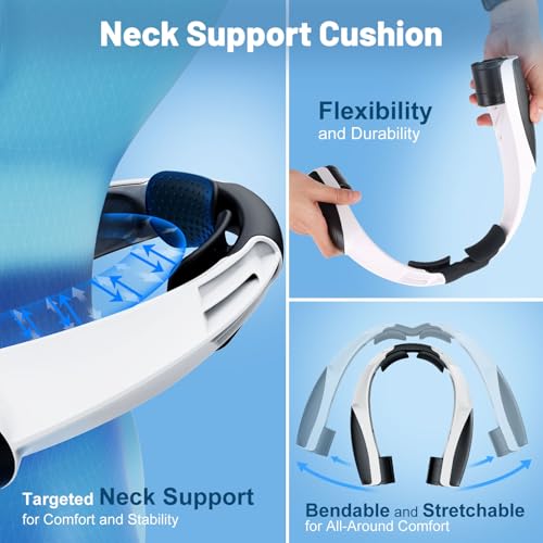 Portable Neck Fan with 6 Powerful Speeds, 8000mAh Battery Rechargeable Fan - color: Black-White