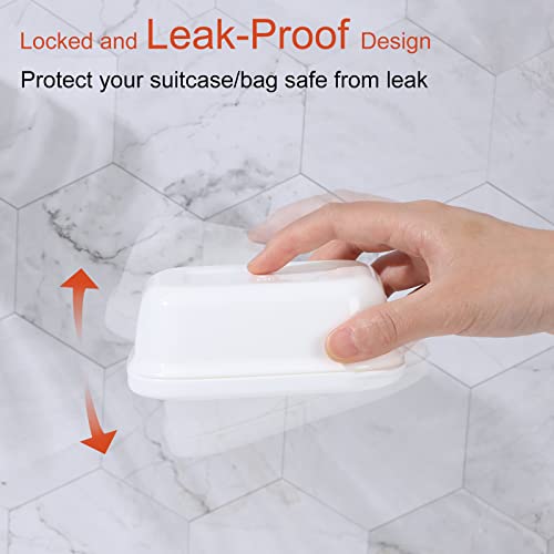 Quatish Leakproof Soap Dish with Lid & Draining Layer, Shatterproof Travel Bar Soap Holder Case Container, Portable Travel Size Toiletries Essentials for Camping, Gym, Bathroom, White - color: White, size: Medium