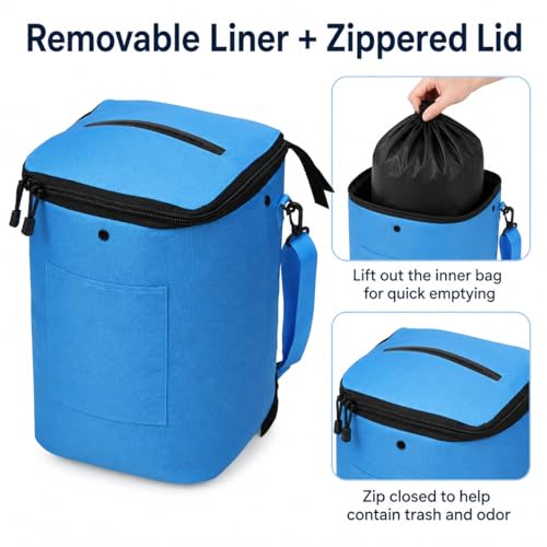 Boat Trash Can, Portable Boat Trash Bag, Reusable Garbage Bag, Easy to Install & Clean, 3.96 Gallons Multi-Purpose Boating Equipment Accessories - color: Blue