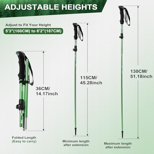 AISUNOURDOOR Lightweight Adjustable Trekking Poles, Aluminum Collapsible Travel Hiking or Walking Sticks for Women Children, with One Disposable Raincoat - color: Lavender