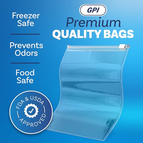 100 Count - Slider Zip Food Storage Bags, 8" x 10" (1/2 Gallon) 3 Mil Heavy Duty, Strong & Durable For Freezer Storage, For Sandwiches, Snacks & More. GPI - size: 8" X 10"