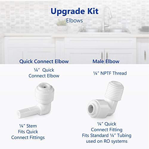 Express Water Filter Upgrade Kit, Reverse Osmosis, Add New Filtration Stage | Includes Adapters for ¼” Threaded and Quick Connect Filters, BPA Free Polyethylene Tubing, Quick Hassle Free Setup - color: Brushed Nickel, style: Accessories
