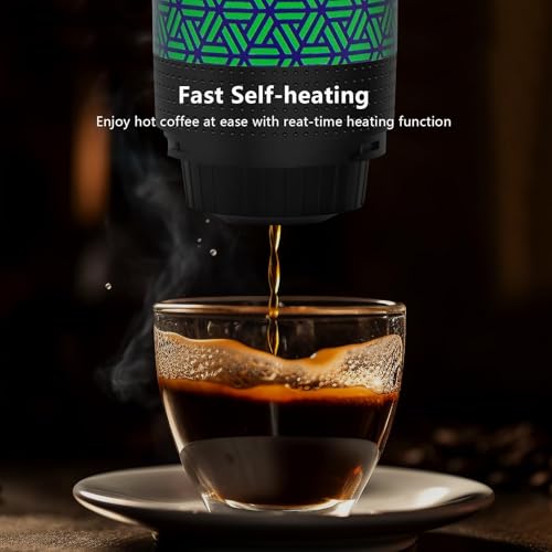 HX HECLX Coffee Maker Gift Set for Camping,Battery Powered Portable Electric Espresso Machine, Rechargeable Coffee Maker Self Heating Ground Coffee Capsule for RV, Hiking (Green mix Black) - color: Green