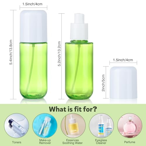 Bynccea Small Spray Bottle Travel Size 3.4oz/100ml Plastic Mini Bottle Set - Fine Mist Mini Empty Spray Bottles - Refillable Spray Bottles for Cleaning Solutions, Perfume, Liquid Cosmetics - color: Blue&Green&Clear