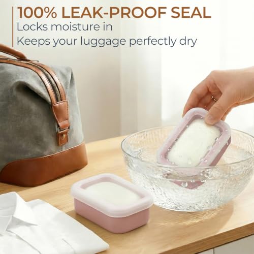 AIMAIAIMAI Compact Leakproof Travel Soap Case, Silicone Travel Soap Container, Portable Soap Box with Drainage Layer, Shatterproof Soap Holder for Bathroom, Gym (Pink) - color: Pink