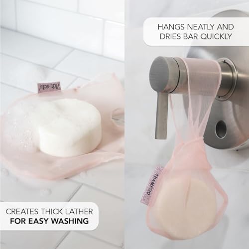 Kitsch Soap Saver Bag – Patented Mesh Bag Soap Holder - Blush | for Shampoo and Conditioner Bars – Extends Use & Prevents Soggy Mess – Recycled Beauty Mesh Pouch, Eco-Friendly - color: Blush