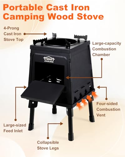 Portable Wood Stove Folding Twig Stove for Backpacking Camping Cooking - color: Black, size: Small