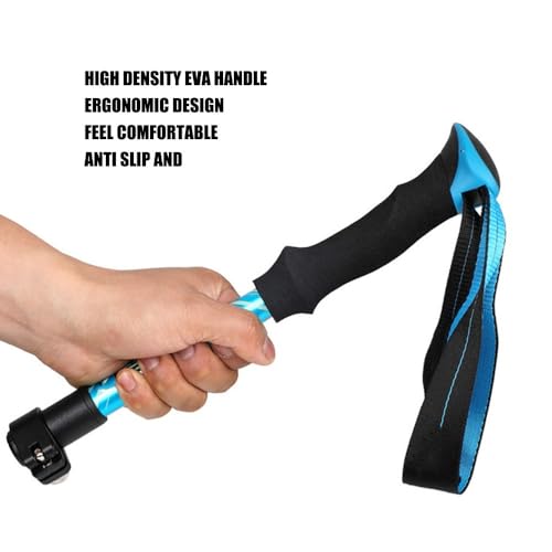 Adjustable Collapsible Trekking Pole – Lightweight Aluminum Alloy Hiking Walking Stick with Quick Lock for Adults & Seniors, Foldable - color: Blue