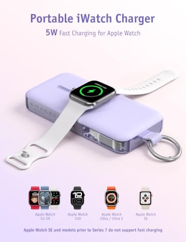 RORRY CharmGo Portable Charger 3 in 1 iPhone Power Bank for Apple 12000mAh - color: Purple