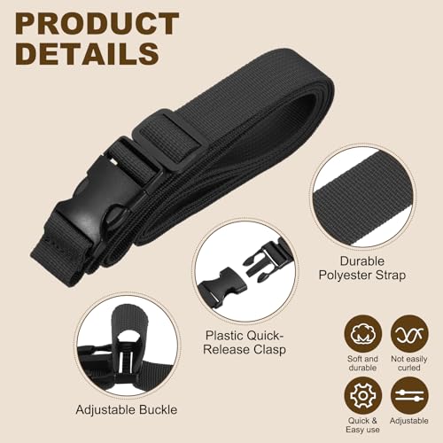 PATIKIL Utility Straps with Quick Release Buckle, (1 Inch x 8 Feet, Black) (3 Pcs) Adjustable Luggage Polyester Straps Backpack Webbing, Suit for Sleeping Bag/Camping/Hiking - color: Black, size: 1 Inch x 8 Feet