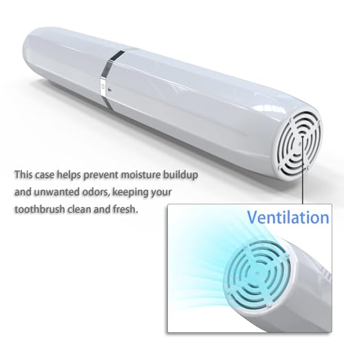 Long Ventilated Electric Toothbrush Travel Case, Portable Holder, Fits Most Standard Straight Electric Toothbrushes (White) - color: White