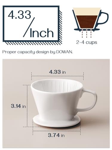 DOWAN Pour Over Coffee Maker, Non-Electric Pour Over Coffee Dripper, Manual Brew Maker, Single Cups Porcelain Slow Brewing Accessories for Gifts,White - color: White