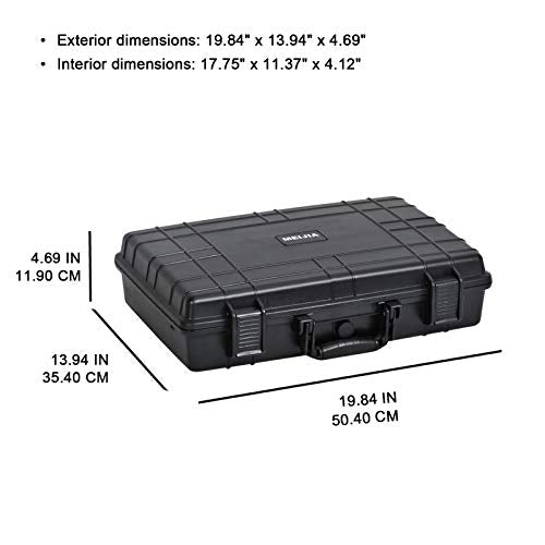 MEIJIA Waterproof Hard Camera Case,Hard Laptop Case,Hard Case with Customizable Fit Foam Included,Fit for Laptops,camera,lens(Black, 19.78"X13.93"X4.68") - size: 19.78" x 13.93" x 4.68"