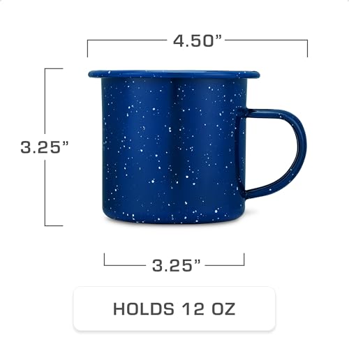 COLETTI Classic Enamel Set Coffee Percolator & Mugs — The Most Nostalgic Camping Coffee Pot, Now Modernized [Blue Enamel, 12 Cup Percolator Coffee Pot & Set of 4 Mugs] - color: Blue