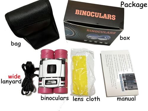 10x22 Compact Binoculars for Adults Teens, Mini Small Optical Binoculars for Bird Watching Opera Hiking Hunting Travel Concert (Pink, 10x22)