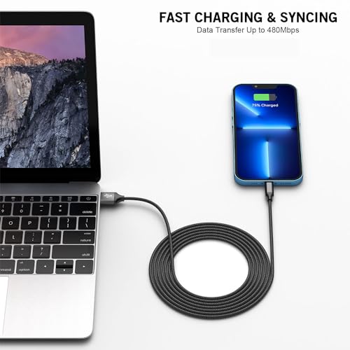 iPhone Fast Charger,2Pack Dual Port Wall Charger with Fast Charging 6.6Foot | Long Nylon Braided USBC to Lightning Cable Cord Double Wall Charger Adapter Block Plug for iPhone 14 13 12 Pro Max 11 SE iPad - color: Black 6FT A-L