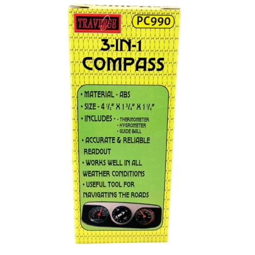 ADROIT 3-in-1 Compass, Thermometer, and Hygrometer | Compact Weather and Navigation Tool | 4.5" (11.4 cm) x 1.75" (4.4 cm) x 1.25" (3.2 cm)