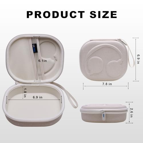 Hard Case for Bose QuietComfort, QC, QC 45 Headphone, Cream | Compatible with Bose QC Ultra, QC 35, QC 35 II, QC45 SE, QC SE Over Ear Noise Cancelling Headphones, Travel Storage Bag - color: Cream