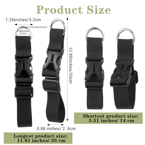 3PCS Luggage Straps, Backpack Accessories,Adjustable Suitcase Belt, Heavy Duty Travel Carry Strap with Ring Hooks,Backpack Straps, Make Your Hands Free,Easy to Carry Your Extra Bags (Black)