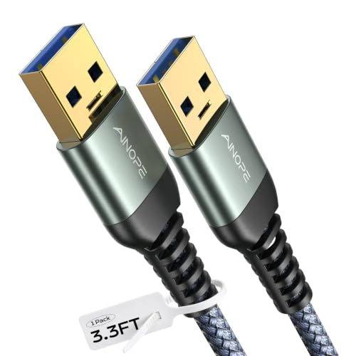 AINOPE USB to USB Cable, 3.3FT*1Pack USB 3.0 A to A Male to Male Cable [Never Rupture] Double End Type A Cord for Data Transfer, Compatible with Hard Drive Enclosures, Laptop Cooler, KVM, DVD Player - color: Grey, size: 3.3FT