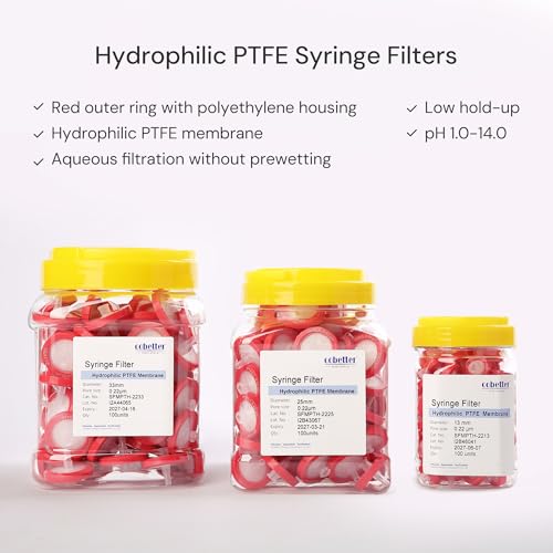 Syringe Filter Hydrophilic PTFE, 0.45μm 13mm, Non-sterile, PK of 100 - size: 0.45μm 13mm