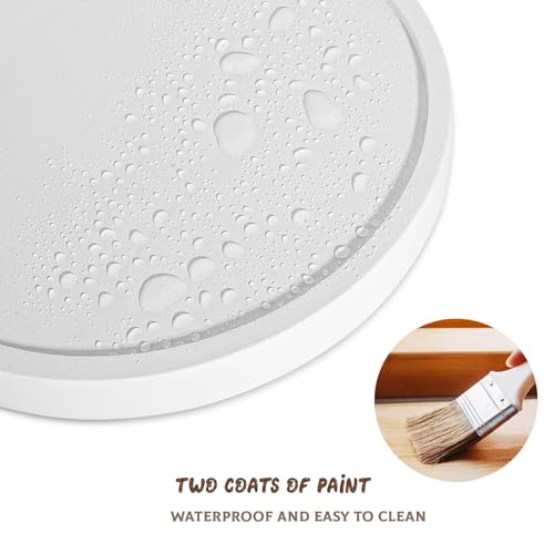 Round Decorative Tray Farmhouse Kitchen Decor Soap Dish, 8" White | Waterproof, Lightweight, Easy Clean, Wood Riser Pedestal Stand Accessories for Office Desk, Vanity, Counter, Sink - color: White, size: 8"