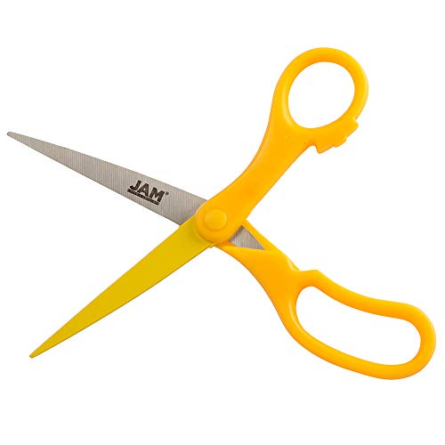 JAM PAPER Multi-Purpose Precision Scissors - 8 Inch - Yellow - Ergonomic Handle & Stainless Steel Blades - Sold Individually - color: Yellow, size: Standard (8 Inch)