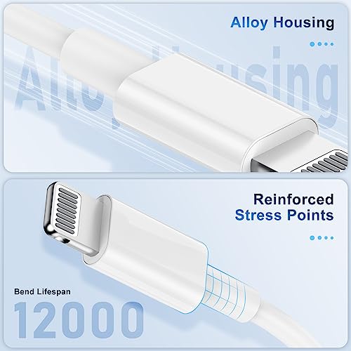 3 Pack Apple MFi Certified Short iPhone Charger Cable 1Ft, Apple Lightning to USB Cable Cord 1 Foot, 2.4A Fast Charging, Apple Phone Chargers for iPhone 14/13/12/11/11Pro/11Max/ X/XS/XR/XS Max/8/7/6 - color: White, size: 1 ft