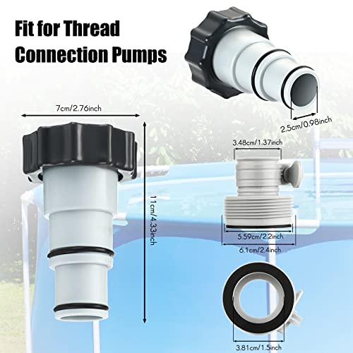 Upgrade 2 Pcs 1.5'' Diameter 59'' Length Swimming Pool Filter Hose with 4 Clamps 2 pcs 1.25 to 1.5 Type B Adapter 2 Replacement Hose Adapter W/collar for Pumps Above Ground Pools(Blue) - color: Blue