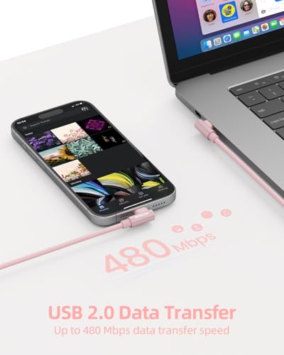 Right Angle USB C to USB C Cable 1FT 3Pack 65w | Durable nylon braided cable. Supports 65W fast charging. Compatible with iPhone 17/16/15, Galaxy S25/S24 - color: Pink, size: 1FT
